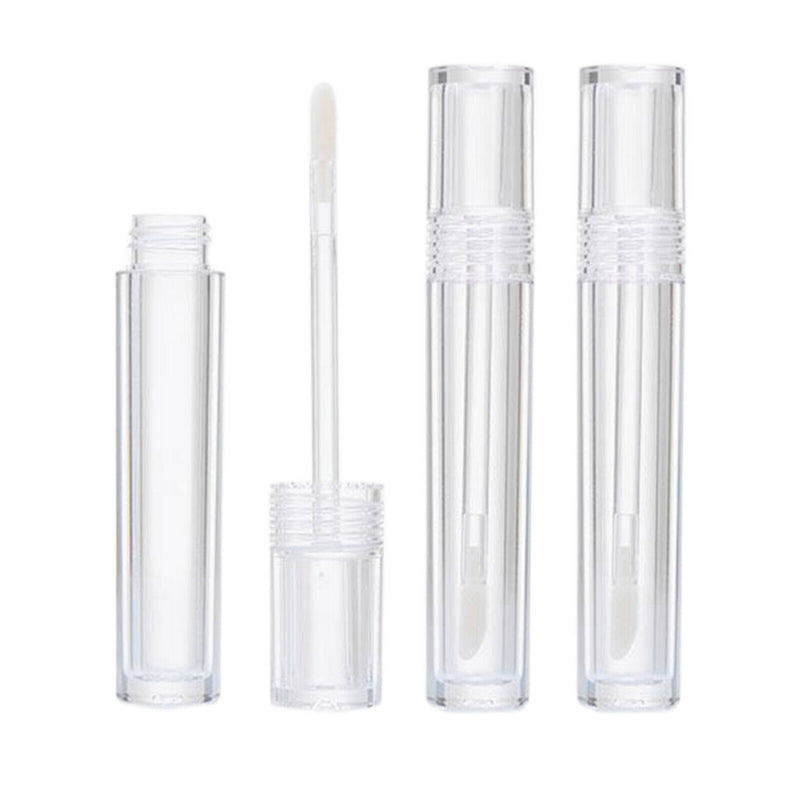 3Pc 5ml Empty Clear Lip Gloss Tube Container Bottle w/Brush Lip Wand