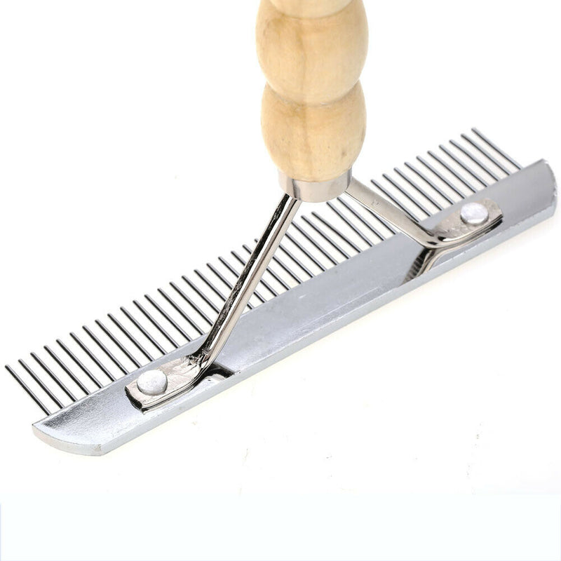 Dog Grooming Rake Cat Pet Comb Brush Tool Wooden Handle Hair Fur Comb