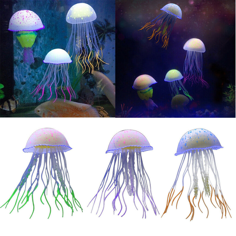 2X Aquarium Fish Tank Landscaping Decor Glow Simulation JellyFish