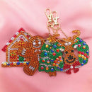 4pcs DIY Full Drill Special Shaped Diamond Painting Xmas Tree Elk Key Ring Gifts
