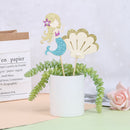 6PCS Starfish Mermaid Happy birthday Cake Toppers Cupcake Baby Shower DIY Gi Gw