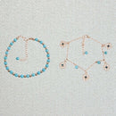 Boho Rhinestone Flower Beads Turquoise Foot Chain Anklet