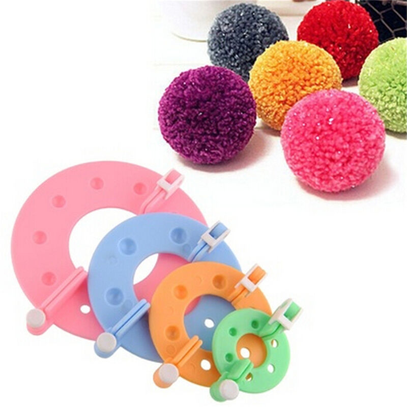 1 Set 4 Sizes Pom Pom Maker Fluff Ball Weaver Needle Knitting Wool Tool YaES