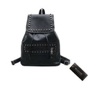 Fashion Women PU Leather Rivet Backpack Casual Girls School Bag Black