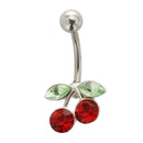 Steel Cherry Belly Navel Bar Button Ring Body Piercing
