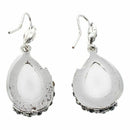 Earrings hooks in cat's eye stone drop 40 x 15 MM