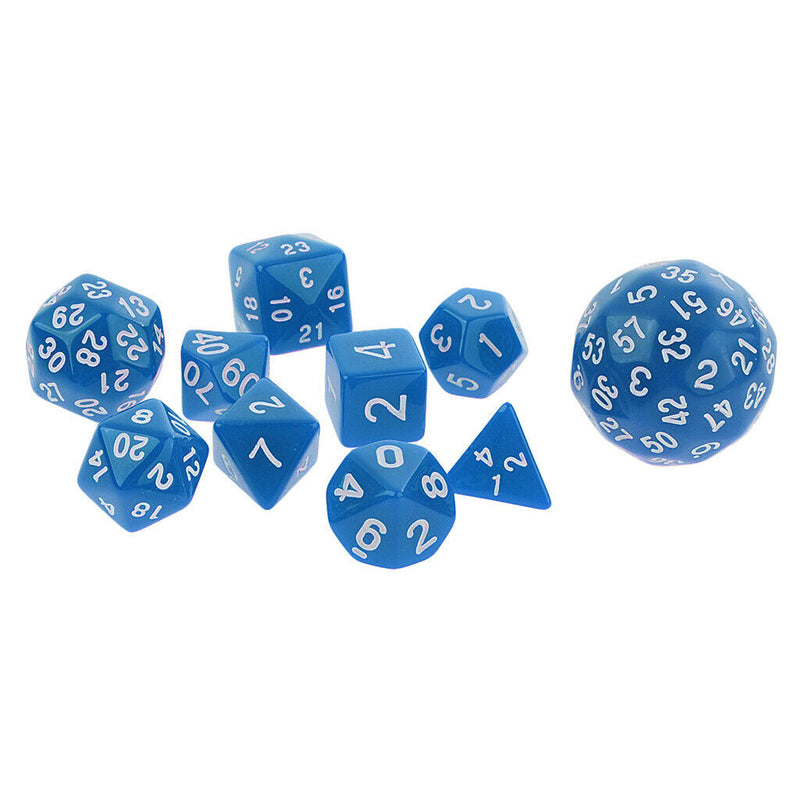 10x Multi Sided Dungeons & Dragon RPG Roleplay Game Dices Set Kids Gift Blue