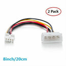 2X 4 Pin Male To 3.5 Floppy Drive FDD Internal Power Cable Adaptor 20cm Hot