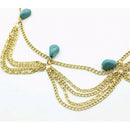 Headband Turban Headband For Lady Golden Chain Turquoise Metal Fashionable