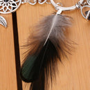 Boho Keyring Feather Dream Catcher Keychain Hollow Leaves Pendant Charm Flo Q5R3