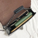 Women Fashion Marble Pattern Glossy Leather Chic Chain Bag Shoulder Bag Han C5Z6