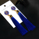 Women Long Earrings Hanging Bohemian Large Tassel Earring Ethnic Royal Blue