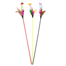 5pcs Funny Elastic Plastic Long Pole Colorful Flower Sticks Feather Tease A