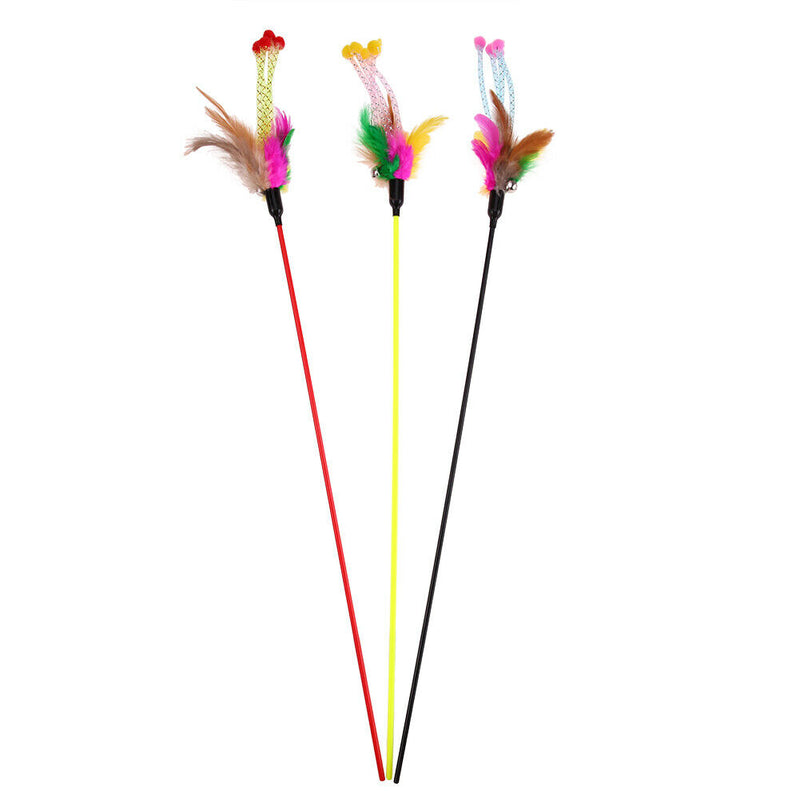 5pcs Funny Elastic Plastic Long Pole Colorful Flower Sticks Feather Tease A