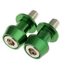 2x CNC Machine Anodized 10mm Swingarm Spool Slider for Kawasaki Ninja Green