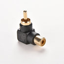 2x  New RCA Male to Female M/F Connector Adapter Audio AV Plug 90 Right-angle Hn