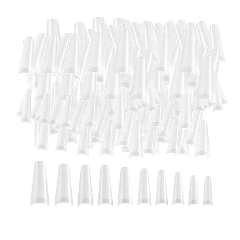 False Nails Half French Nail Tips Home DIY Nail Salon Tools 10 Sizes Natural