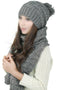 Women's Winter Knitted Scarf and Hat Set Thicken Skullcaps-gray E6H1