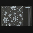 50 Clear Snowflake Cookie Bag, Plastic Cellophane Adhesive Sealant, Bakery