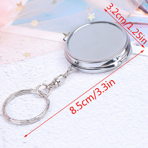 Personalised Folding Mirror Key Ring Keychain Portable Compact  CosmetE Gw