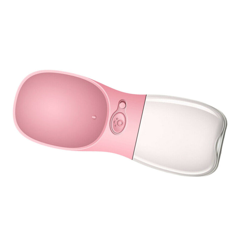 Portable Pet Dog Outdoor Travel Water Bottle Feeder Drinking Fountain Pink