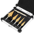6PCS Steel Step Drill Hex Shank Set with Aluminum Case,Double Cutting Blades &