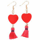 Simple Temperament Girl Heart Ball Velvet Tassel Earrings Long Stud EarringsF8J2