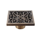 Flower Carved Art Square Bathroom Floor Drain Copper Deodorant Floor Drain  Q1Q5
