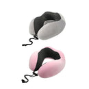 2Pcs U-Shaped Travel Neck Pillow Adjustable Breathable Soft Airplane Pillow