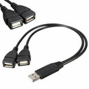 USB 2.0 A Male To 2 Dual USB Female Jack Y Splitter Hub-Power-Cord-Adapter- Z1L8