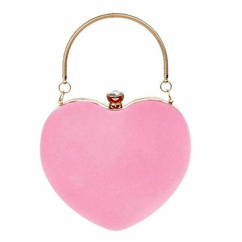 Women Girls Heart Shape Handbag Evening Party Tote Purse(Pink) F8X5