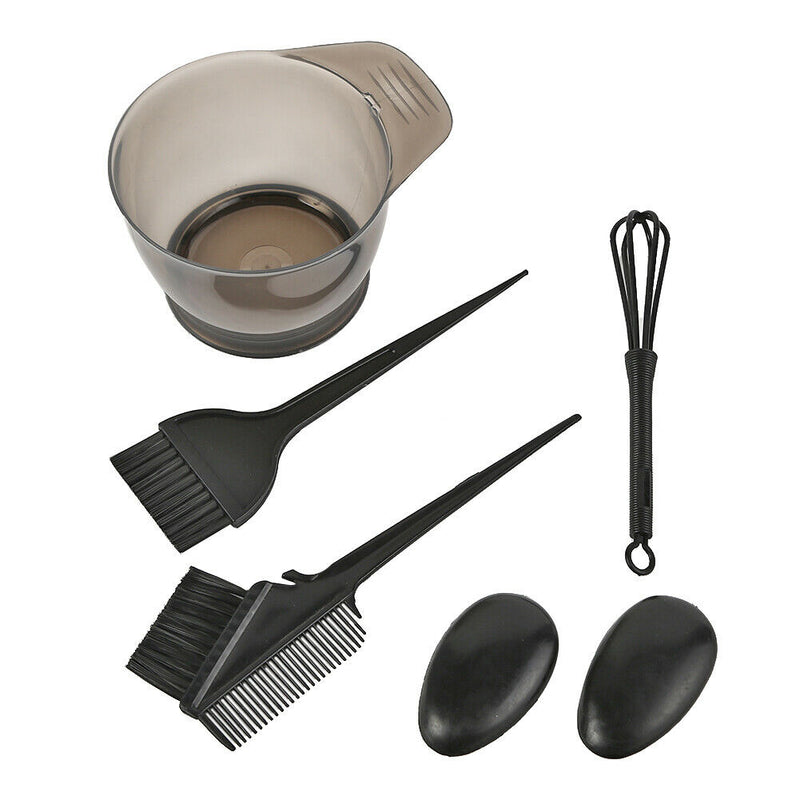 5pcs Hair Dye Bowl +3 Brush + 1 Ear Shield Combo Set Coloring Tint (Black)