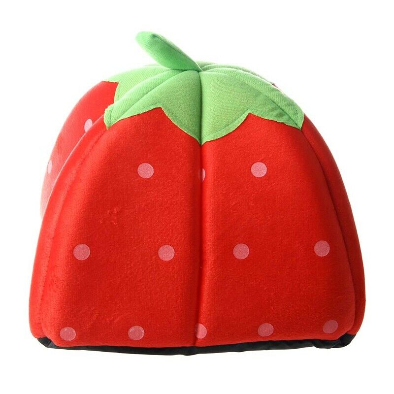 Soft Strawberry Pet Igloo Dog Cat Bed House Kennel Doggy Cushion Basket Red