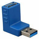 USB 3.0 A Male to Female 90 Degree Angle Converter Plug Adapter, Blue