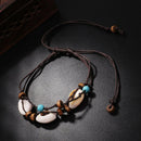 Boho Natural Sea Shell Stone Anklets For Women Wood Bead Seashell Ankle Bra T3Q4