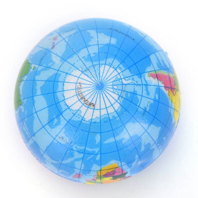 Earth Globe Stress Relief Bouncy Foam Ball Kids World Atlas Geography Map FT
