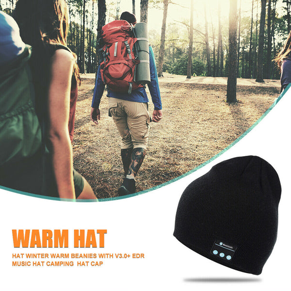 Men Women Bluetooth Earphone Music Beanie Hat Winter Autumn Knitted Cap Black