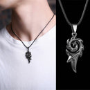 Men's Stainless Rope Dragon Flame Titanium Steel Necklace Pendant Cool Jewelry