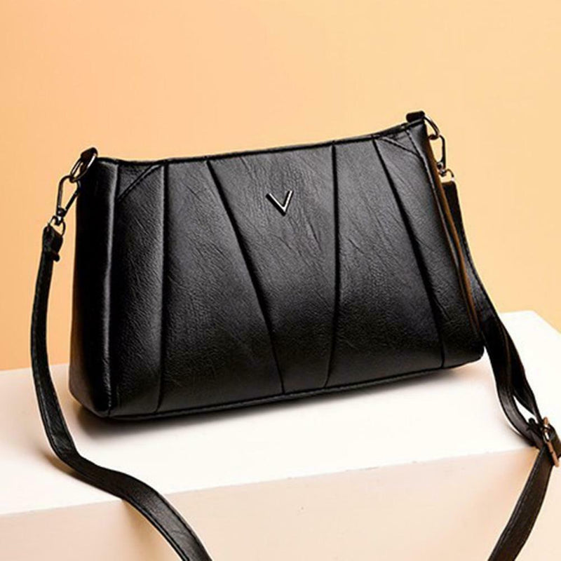 Women Girls Zipper PU Crossbody Messenger Bags Casual Pure Shoulder Handbag