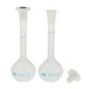 2 Pcs Lab 50ml Plastic Clear Long Neck Volumetric Measuring Flask w/ Stopper