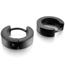 Stainless Steel Stallion Aro Hoop Huggie Earrings Black Polished Man J9K7