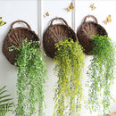 wicker brown wood wall hanging pocket basket flat back door decoration M&O
