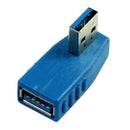 Blue Vertical Left Angled 90 Degree USB 3.0 Male To A Female Adapter Conver S7F1