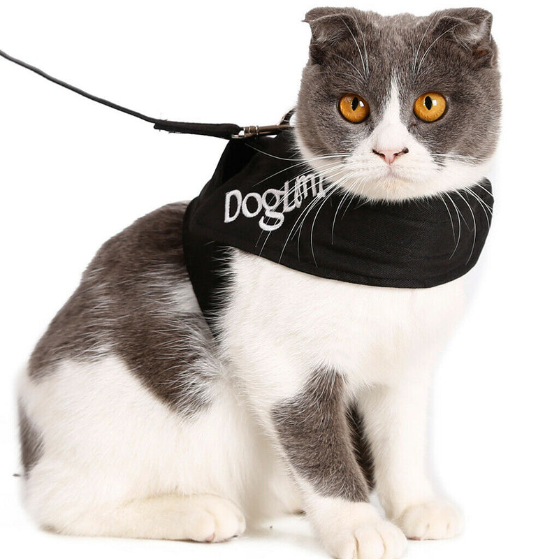 Dog Cat Universal Harness with Leash Set Escape Proof Cat Harnesses black