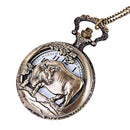 Zodiac cattle embossed hollow ancient pocket watch bronze large 12 Zodiac c B4U9