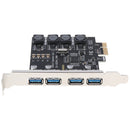 USB 3.0 to PCI-E X1 Expansion Card 4 USB Ports External Adapter for Windows