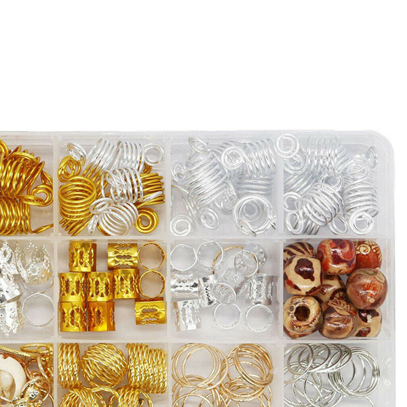 158Pcs Metal Hair Braiding Beads Hair Braid Rings Cuffs Hair Jewelry Set