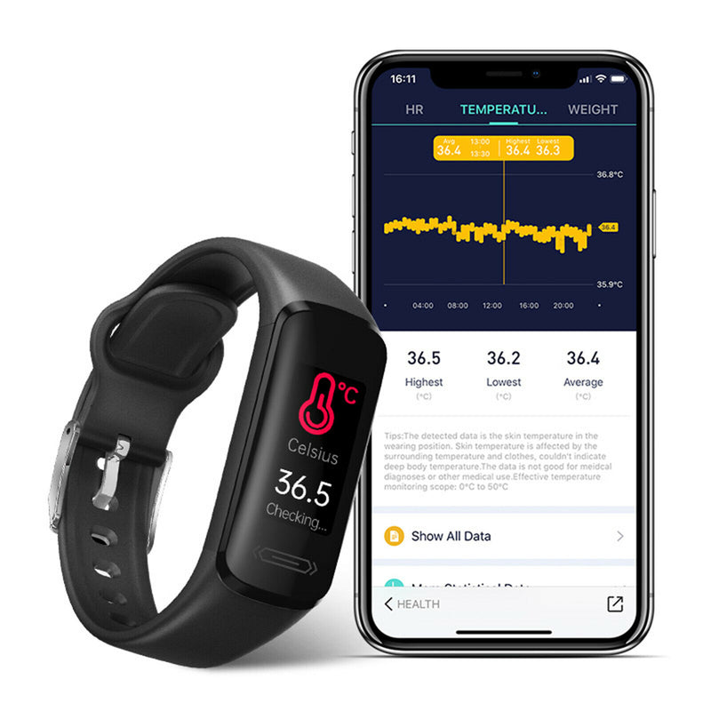 V101 Sport Bluetooth Blood Pressure Smart Watch Thermometer IP68 Waterproof