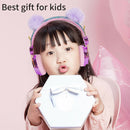 Cute Glitter Fluffy Bear Ear Kids Wired Headphone for Girls Birthday Gift
