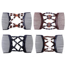 4x Wood Beads Stretchy Double Side Combs Clip Bun Maker Women Hair Accessory